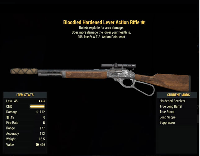 Bloodied [Explode+25% LVC] Lever Action Rifle